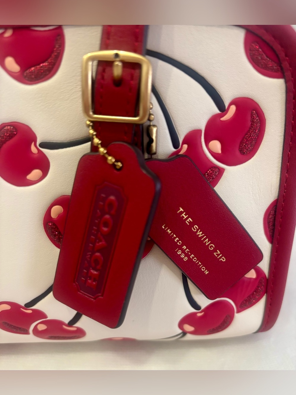 NWT COACH Swing Zip Bag w/Red Cherry Print includes Dust Bag - Picture 8 of 8